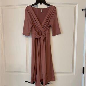 Elegant Mauve Maternity Wrap Dress